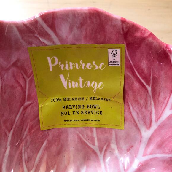 Primrose Vintage NWT Pink Cabbage Leaf Melamine Salad Serving Bowl 10" - Picture 2 of 6